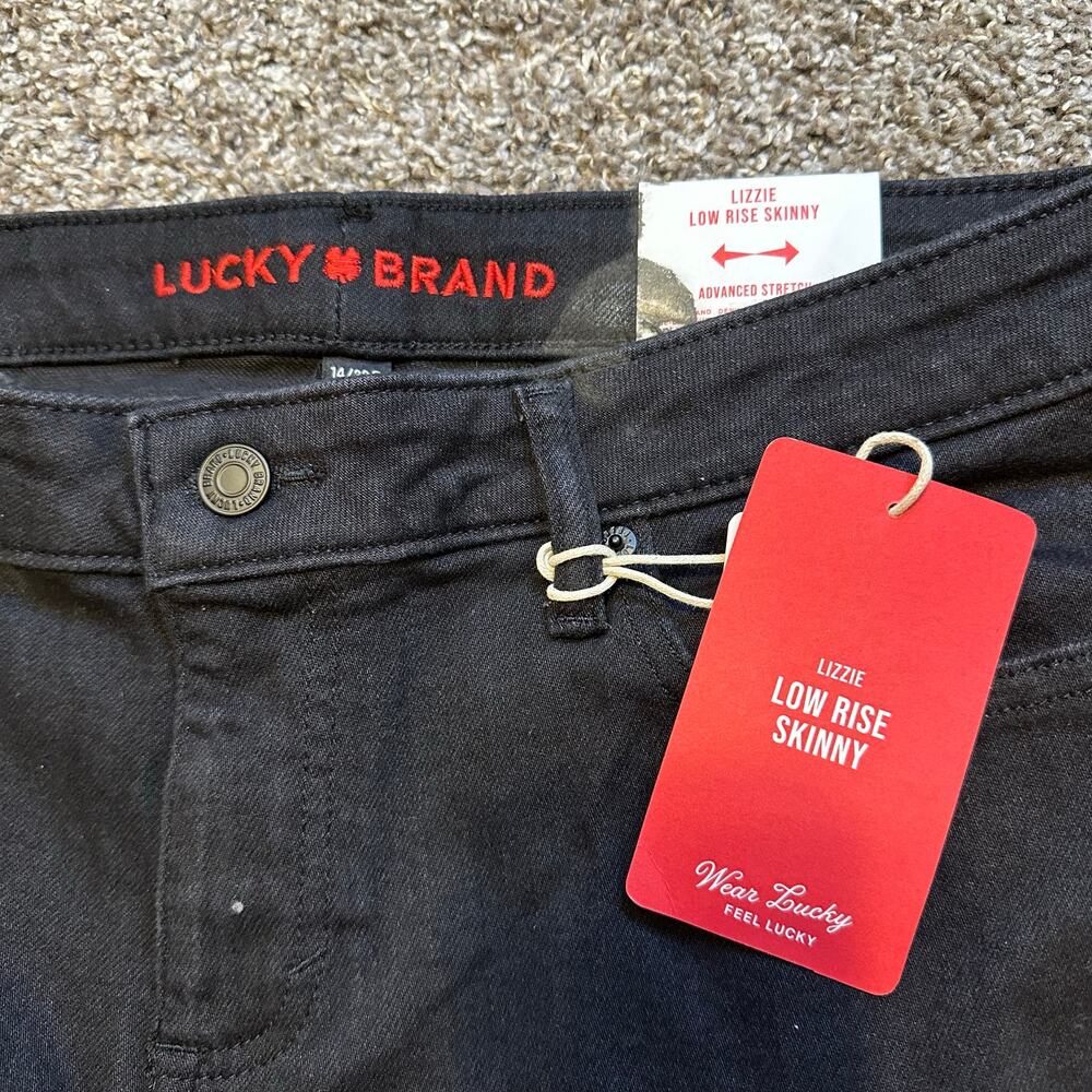 LUCKY BRAND Women's Low Rise Lizzie Skinny Size 14/32R In Clean Black - Picture 11 of 15